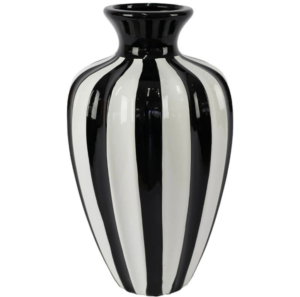 BLACK/WHITE STRIPE VASE 35CM